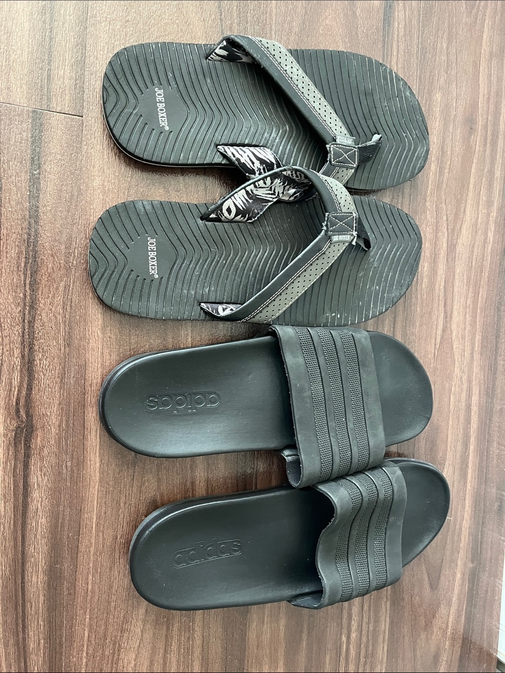adidas and Joe boxer Black Men's Slide Sandals with Textured Straps